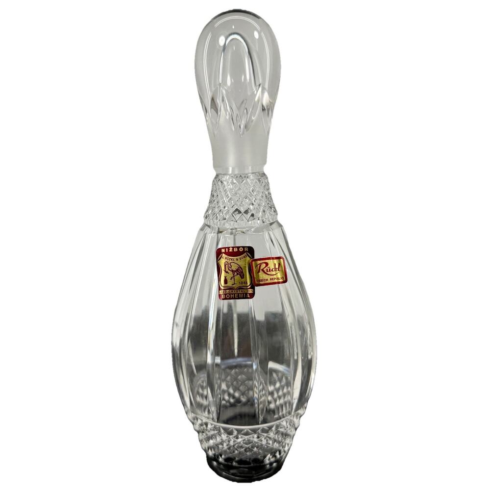 Rückl Bohemia Lead Crystal Bowling Pin Sculpture 8"‎ Czech Republic